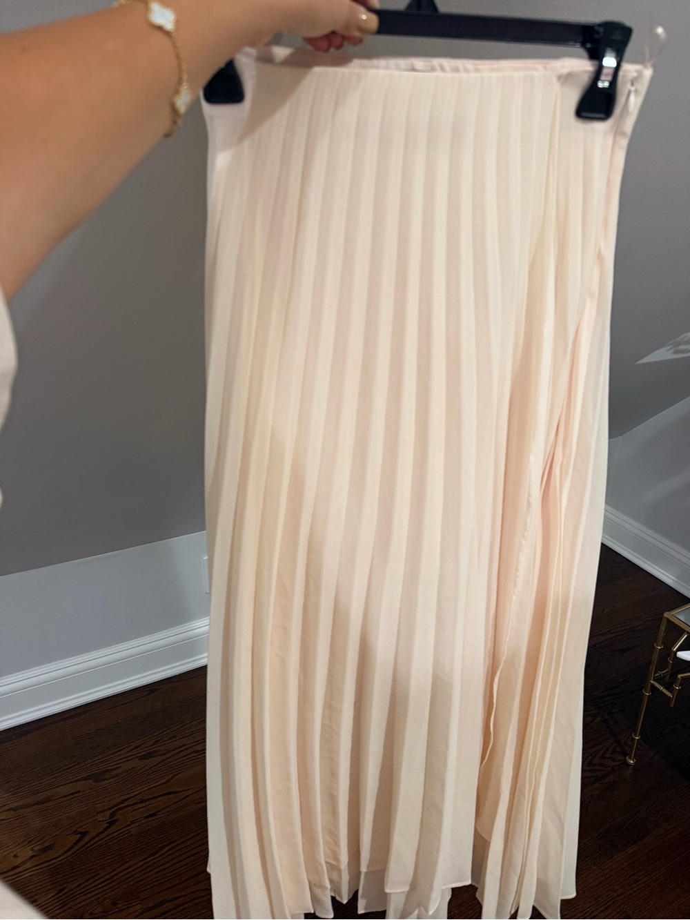 Pleated Biege Women's Midi Skirt